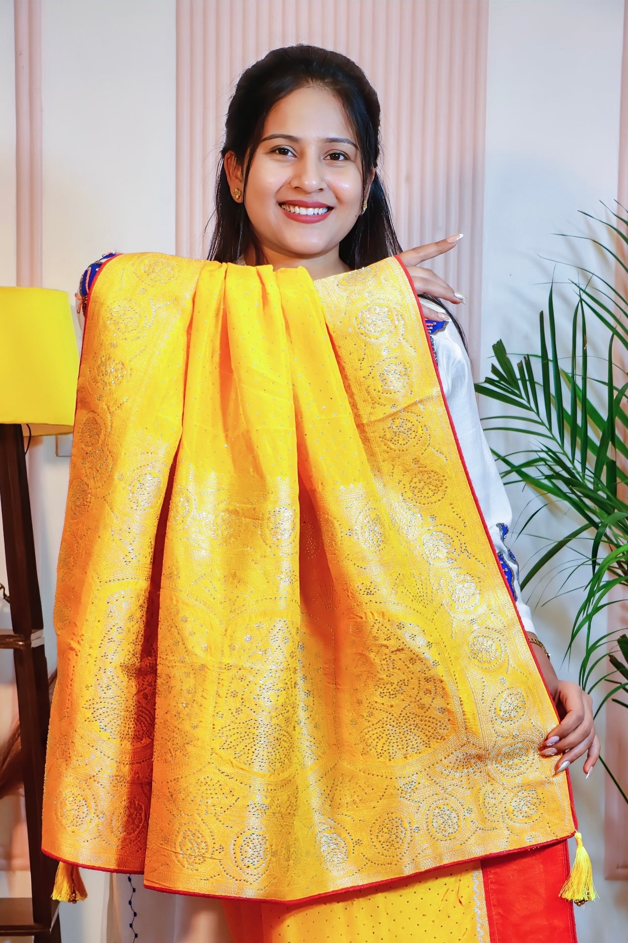 Radiant Mustard Yellow Silk Saree