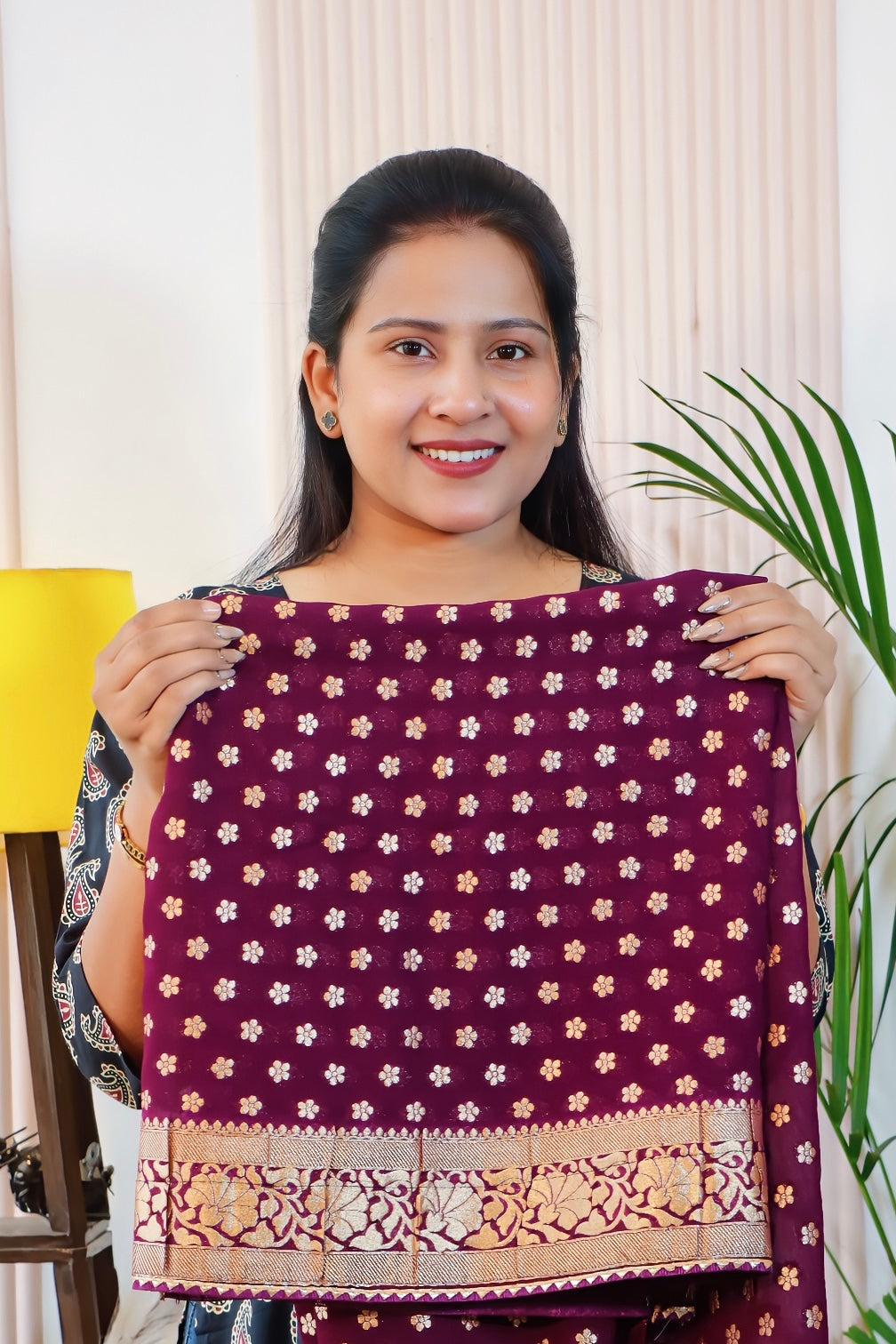 Wine Georgette Saree