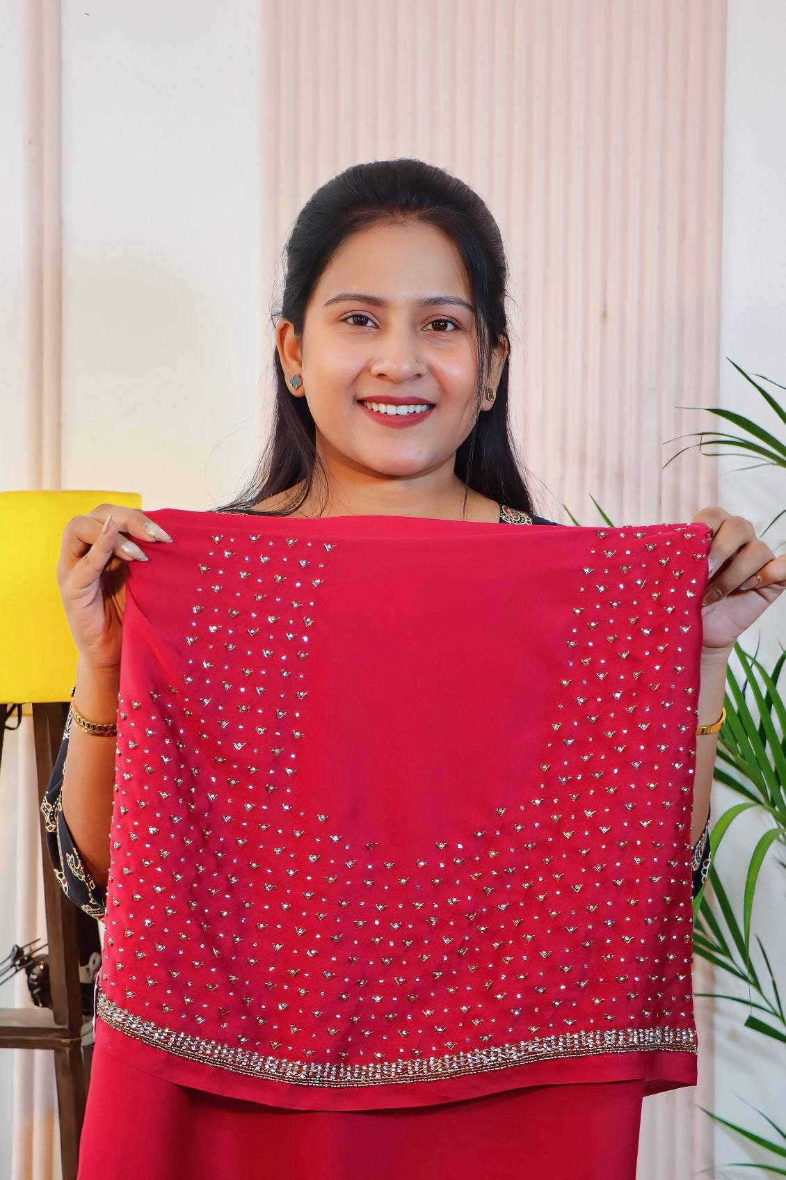 Maroon Satin Elegance Saree