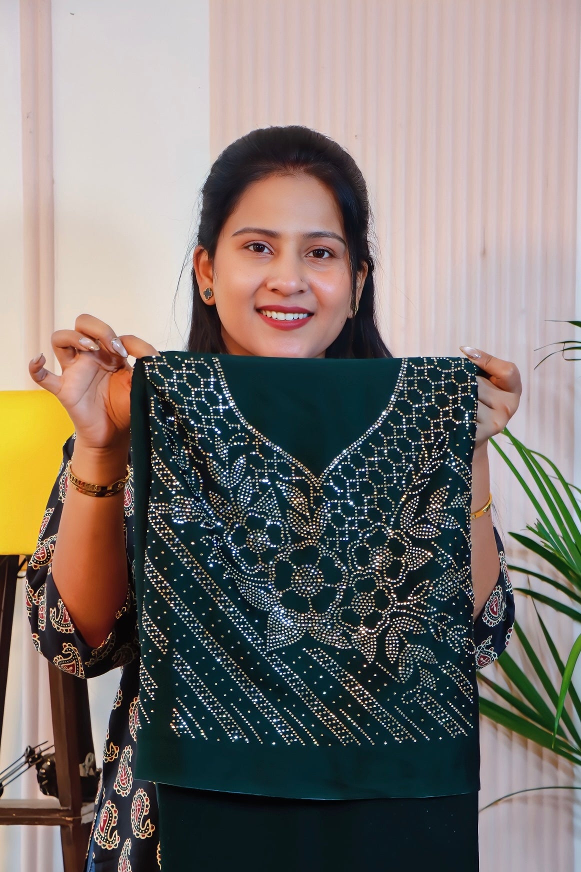 Dark Green Satin Saree