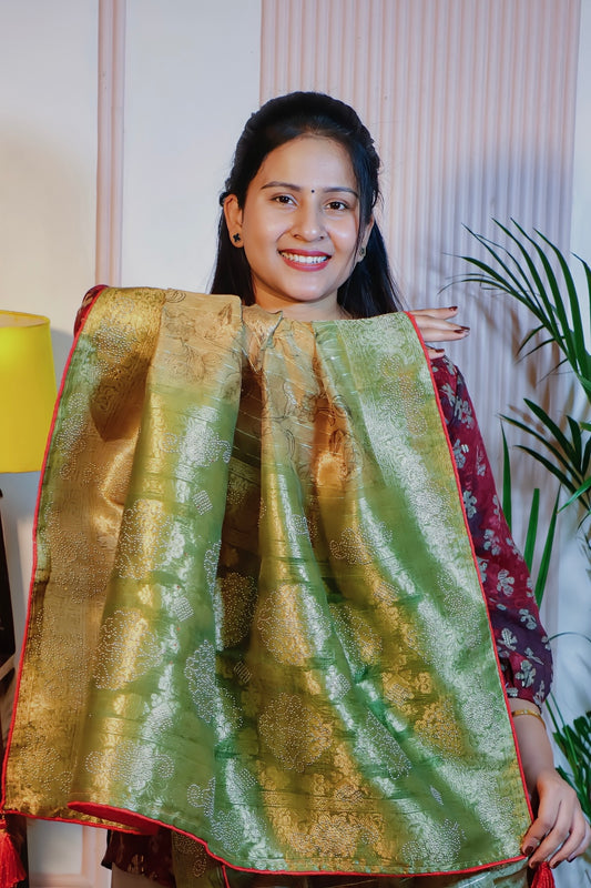 Emerald Glow Tangai Silk Saree