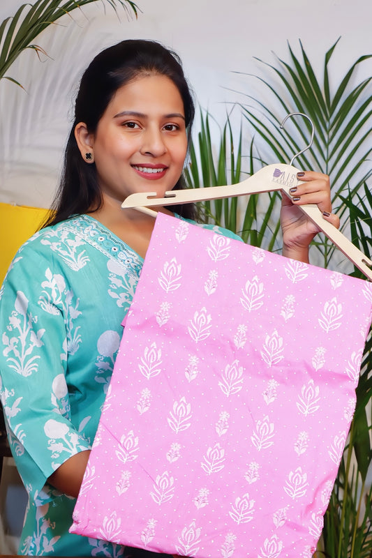 Blush Radiance Cotton Unstitched Suit set