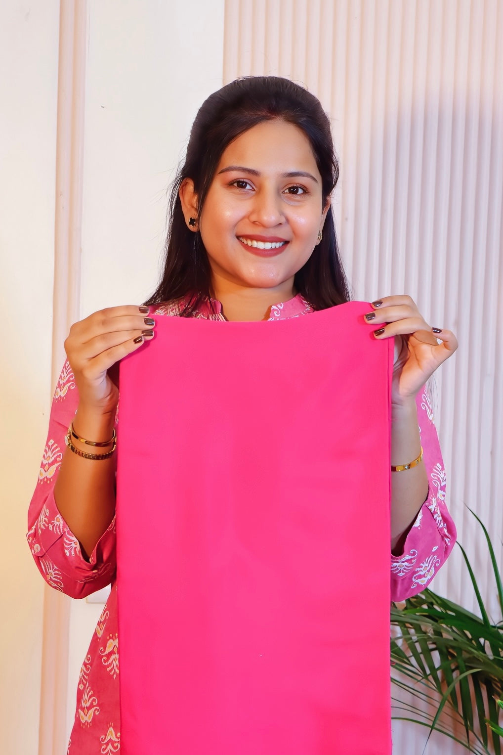 Unstitched Silk Suit in Pink