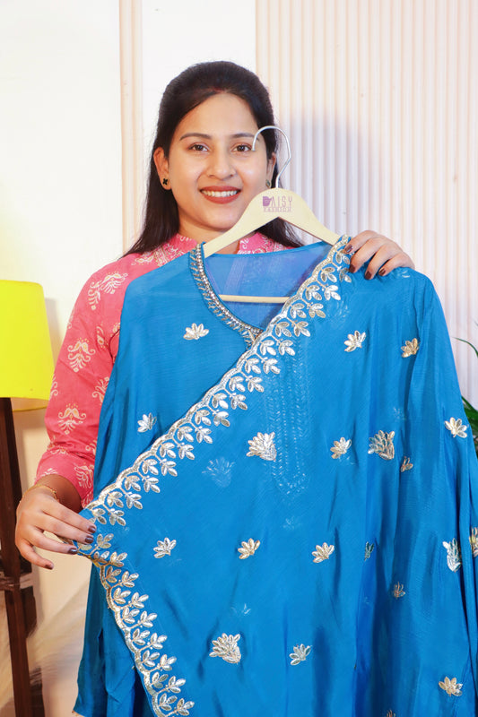 Semi-Stitched Chiffon Kurti with Palazzo