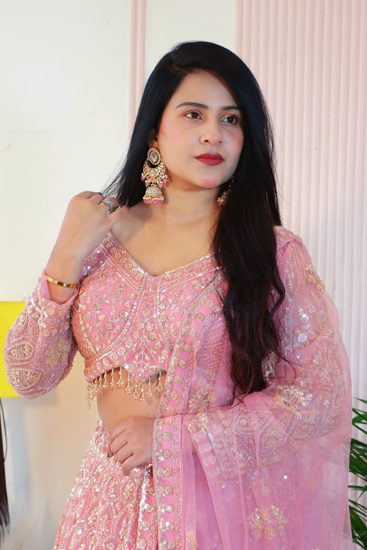 Dusky Pink Bridal Lehenga