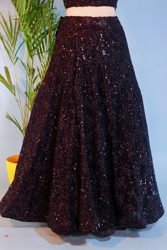 Black Crop Top Lehenga