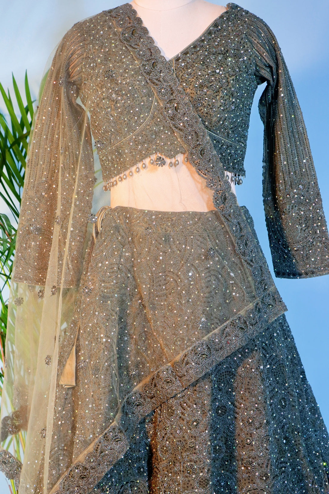 Mehndi Green Bridal Lehenga