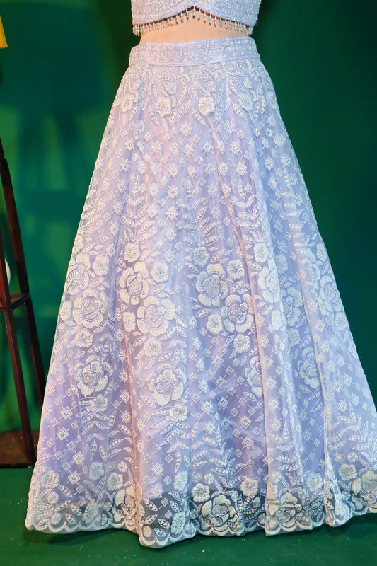 Lilac Lavender Crop Top Lehenga