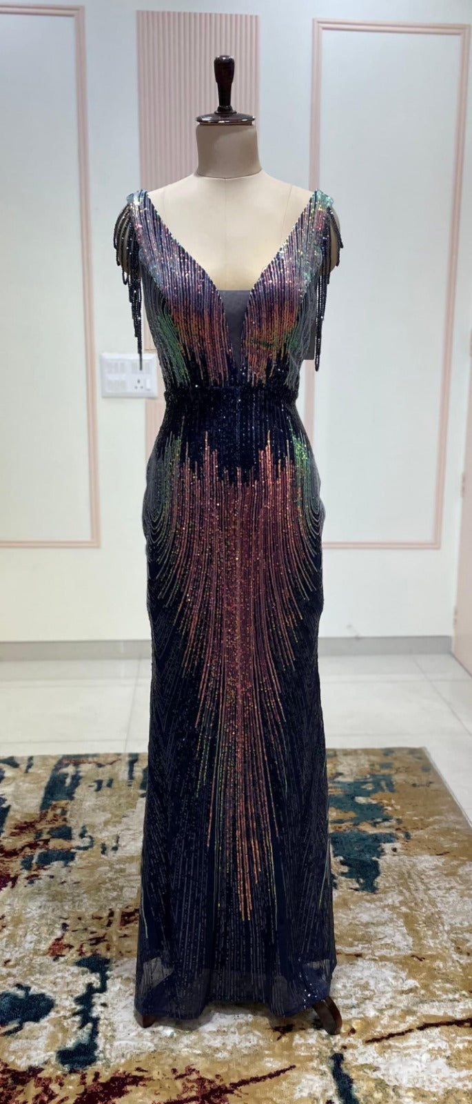 Mermaid Glam Maxi Dress in Blue