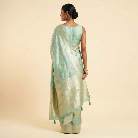 Pista Green Silk Saree
