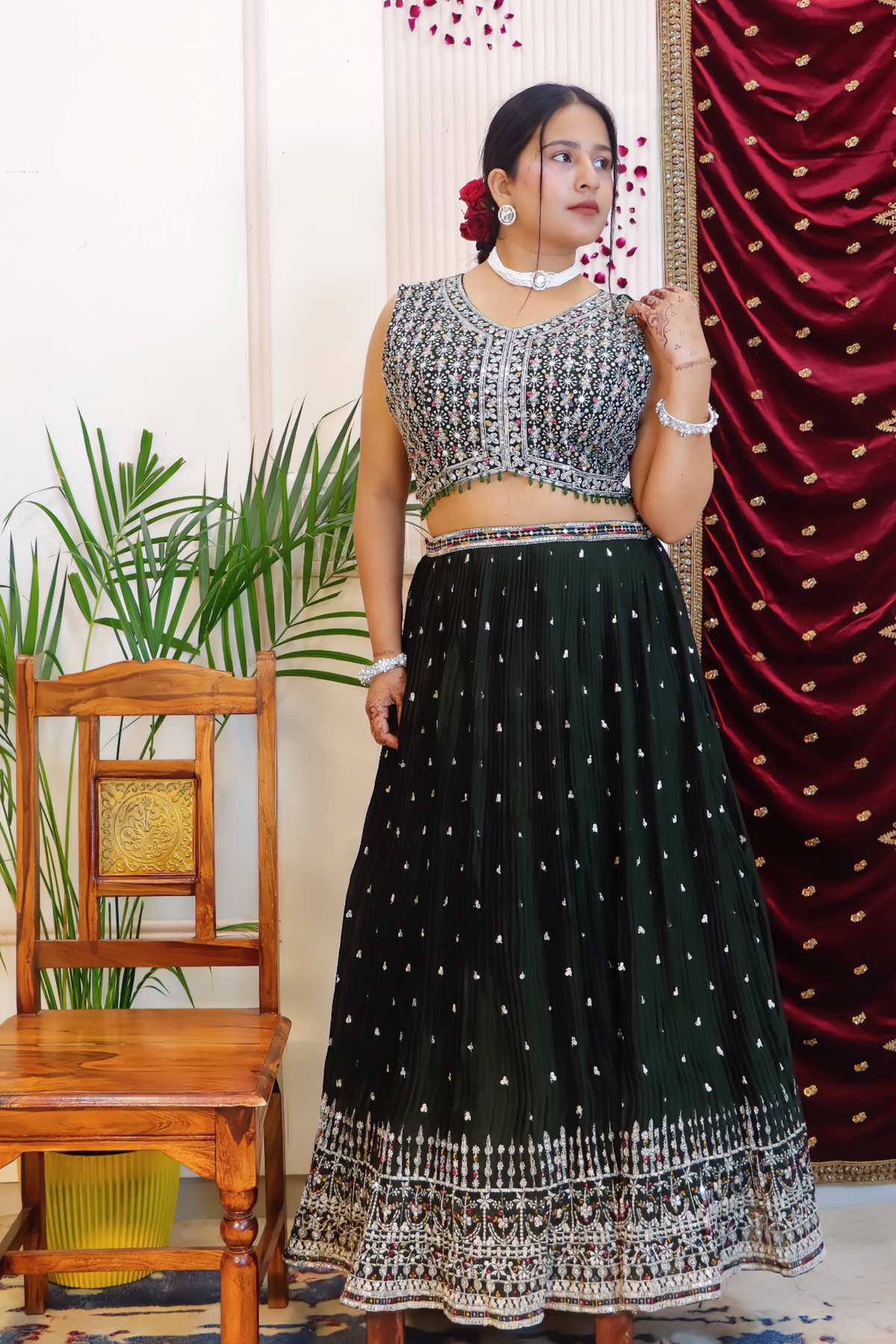 Deep Emerald Lehenga from House of Daisy