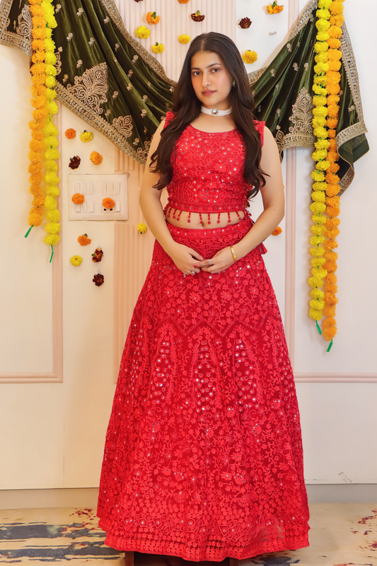 Crimson Red Lehenga from House of Daisy