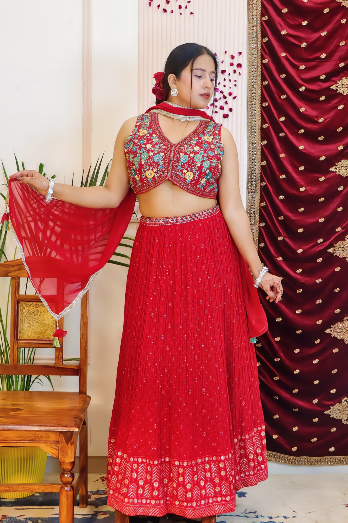 Red Lehenga from House of Daisy