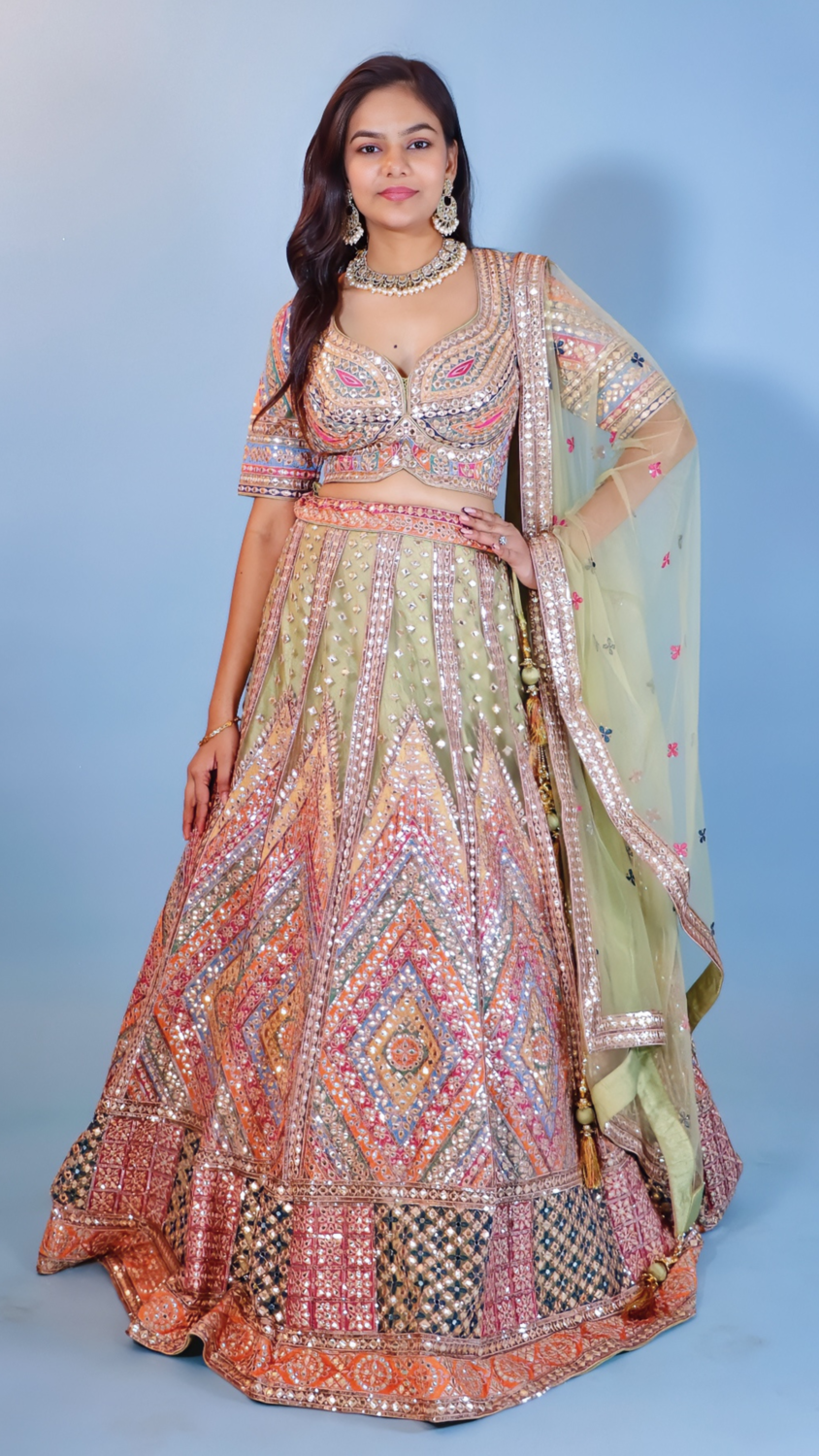 Multicolor Raw Silk Lehenga from House of Daisy