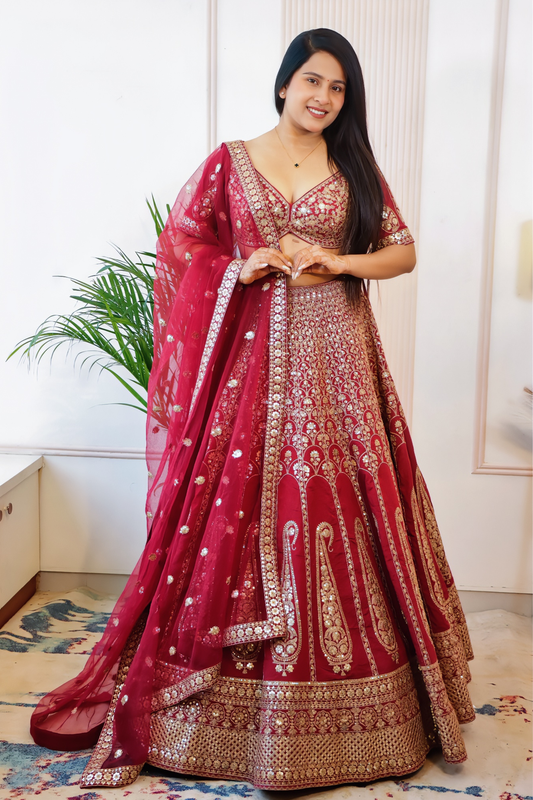 Maroon bridal lehenga from House of Daisy