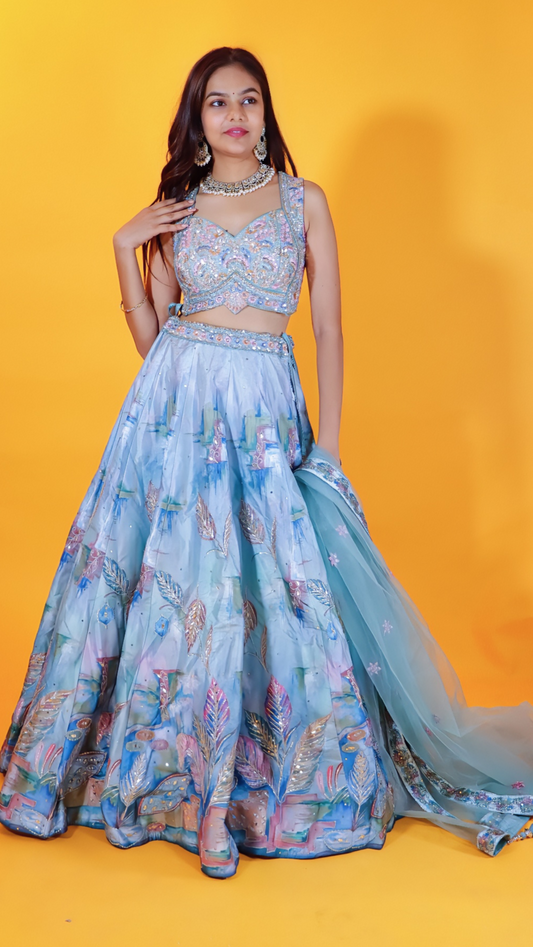 Elegant Blue Lehenga from House of Daisy