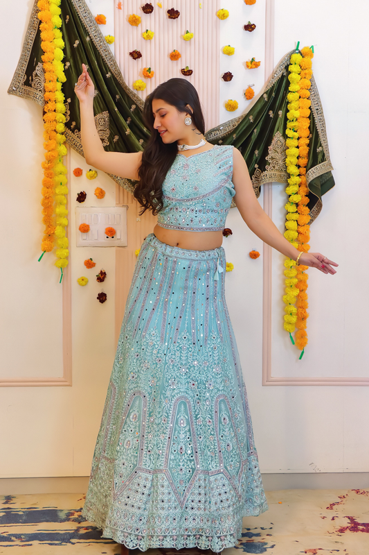 Aqua Blue Lehenga from House of Daisy