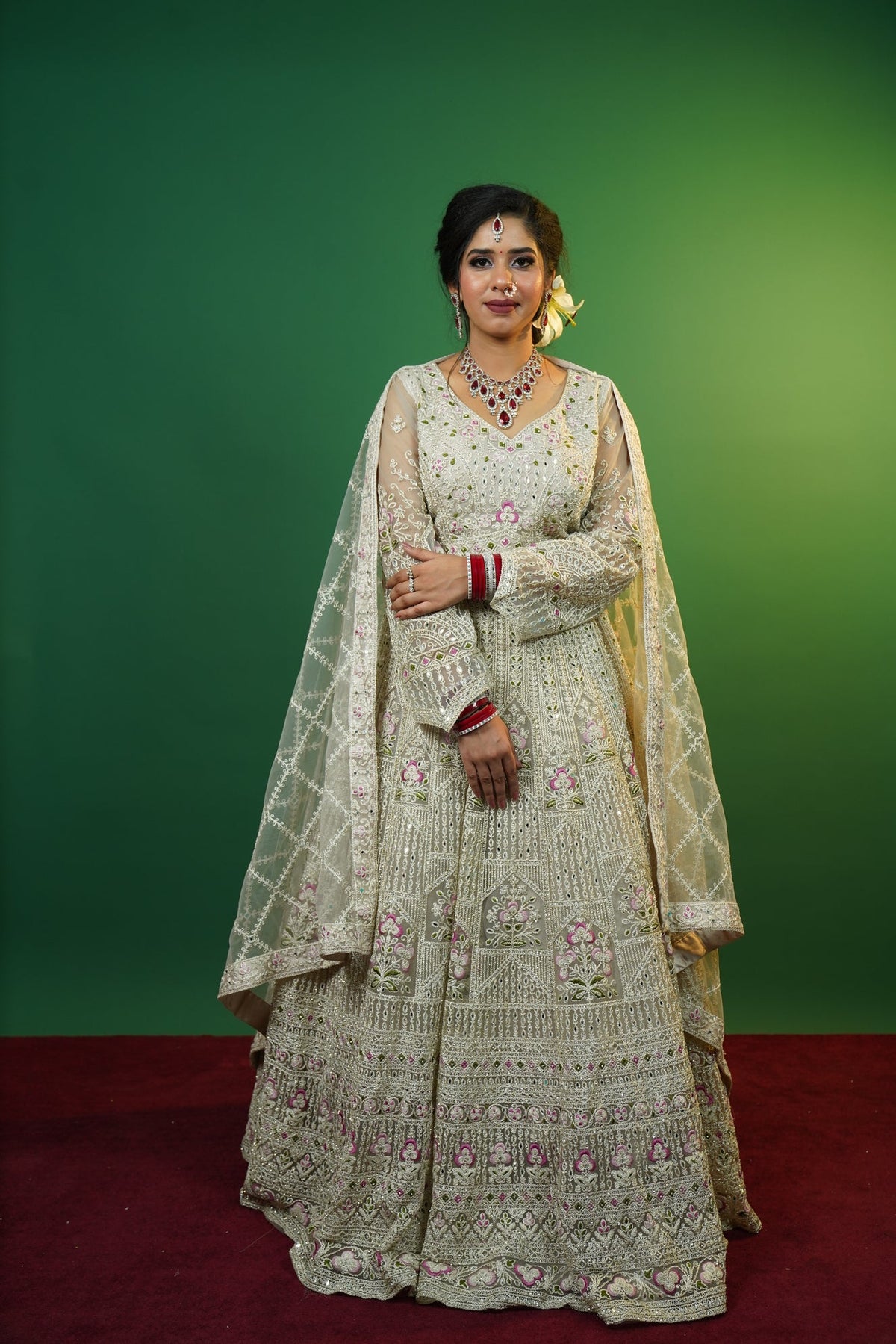 Off White Crop Top Lehenga from House of Daisy