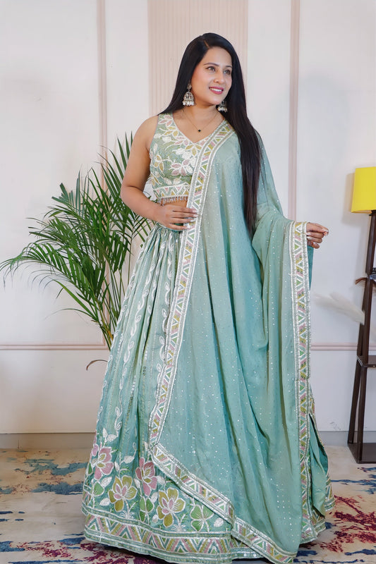 Sea Green Chinnon Silk from House of Daisy