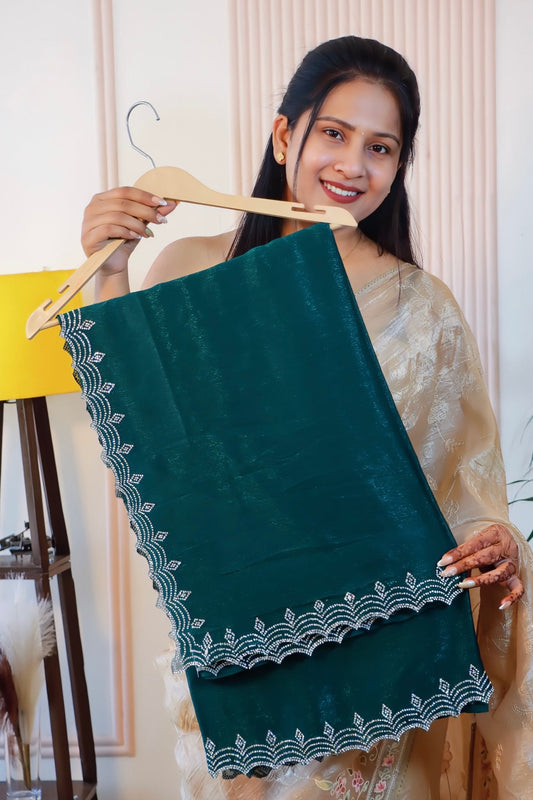 Olive Green Georgette Saree from House of Daisy