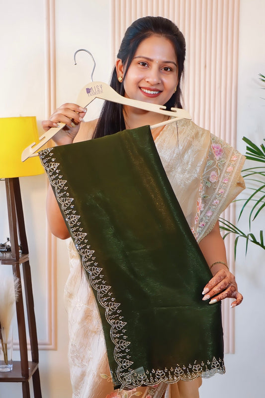 Olive Green Georgette Saree from House of Daisy