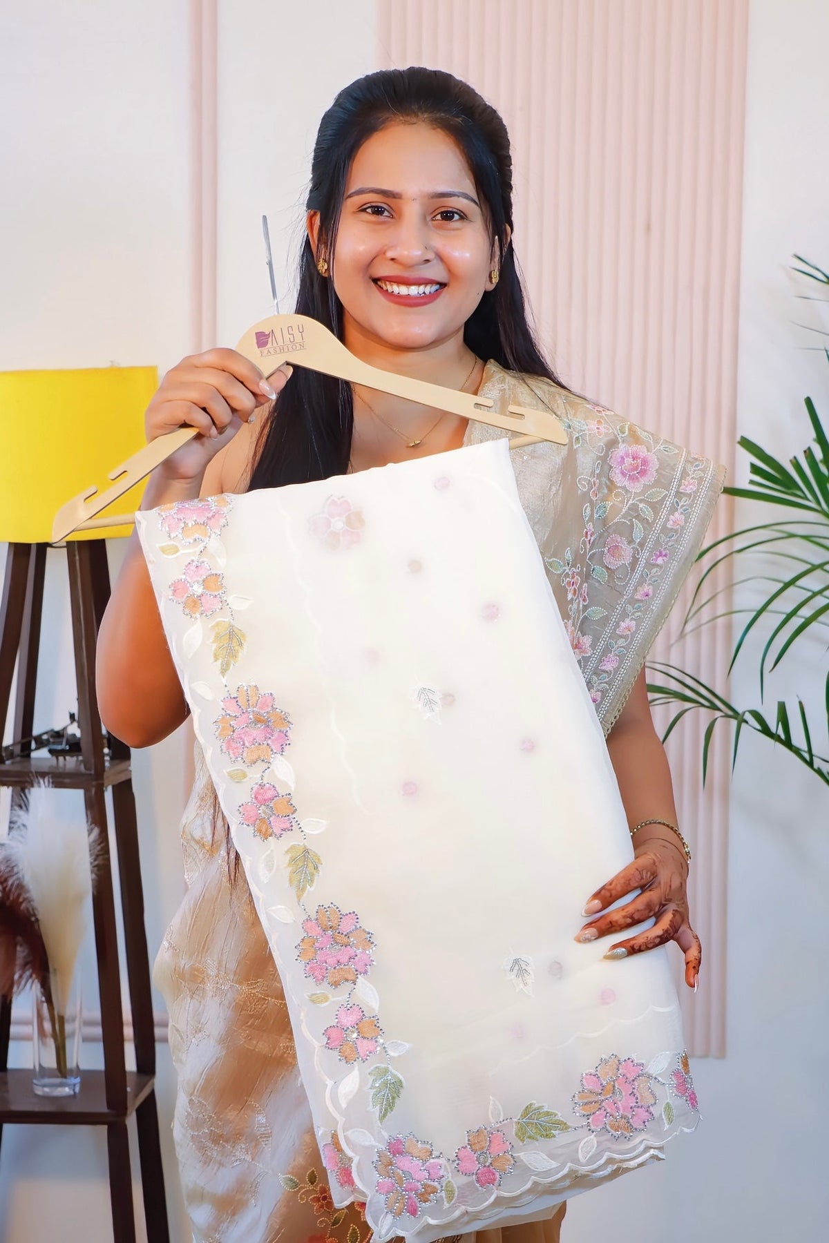 Elegant Cream Crust Saree from House of Daisy