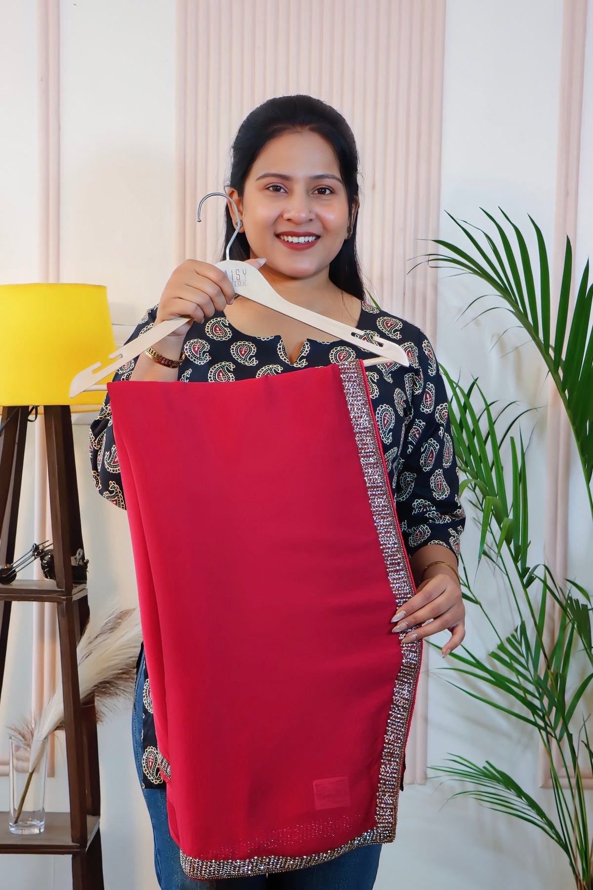 Maroon Satin Elegance Saree from House of Daisy