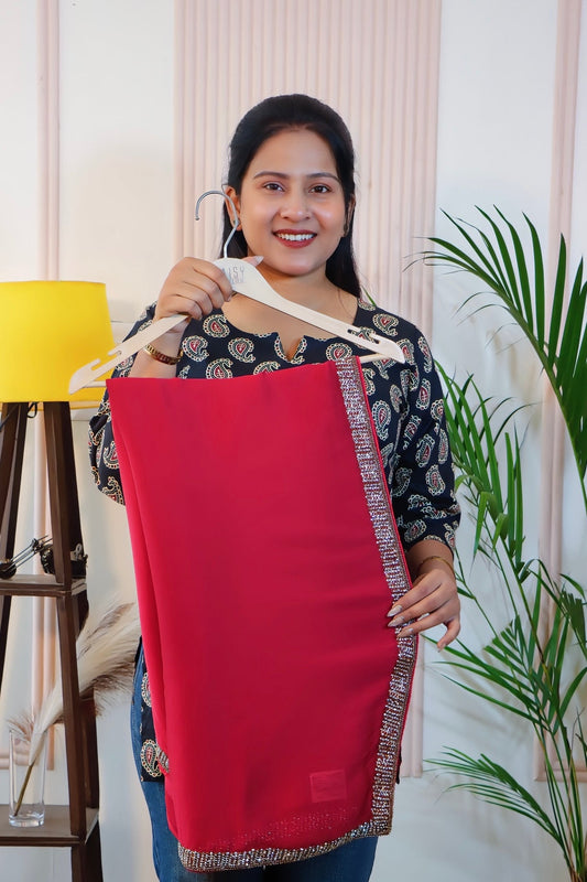 Maroon Satin Elegance Saree from House of Daisy