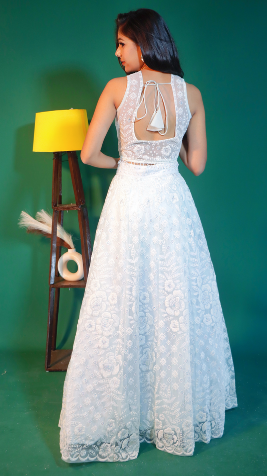 Powder Blue Crop Top Lehenga