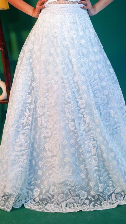 Powder Blue Crop Top Lehenga