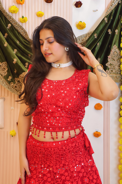 Crimson Red Lehenga