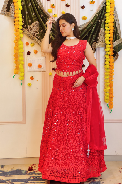 Crimson Red Lehenga