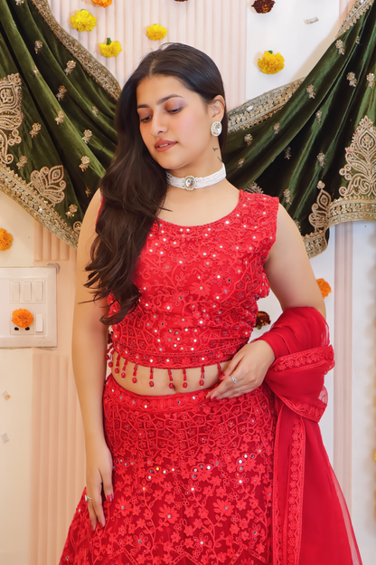 Crimson Red Lehenga