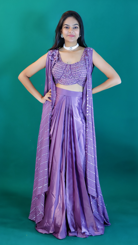 Dhoti Style Dress with Shrug – Dusty Mauve