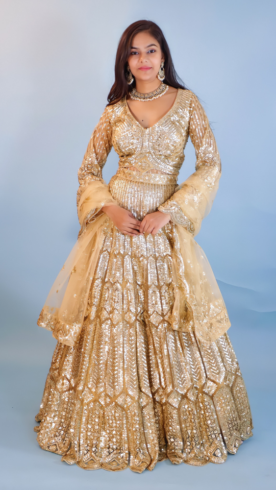 Golden Sequins & Zari Work Lehenga