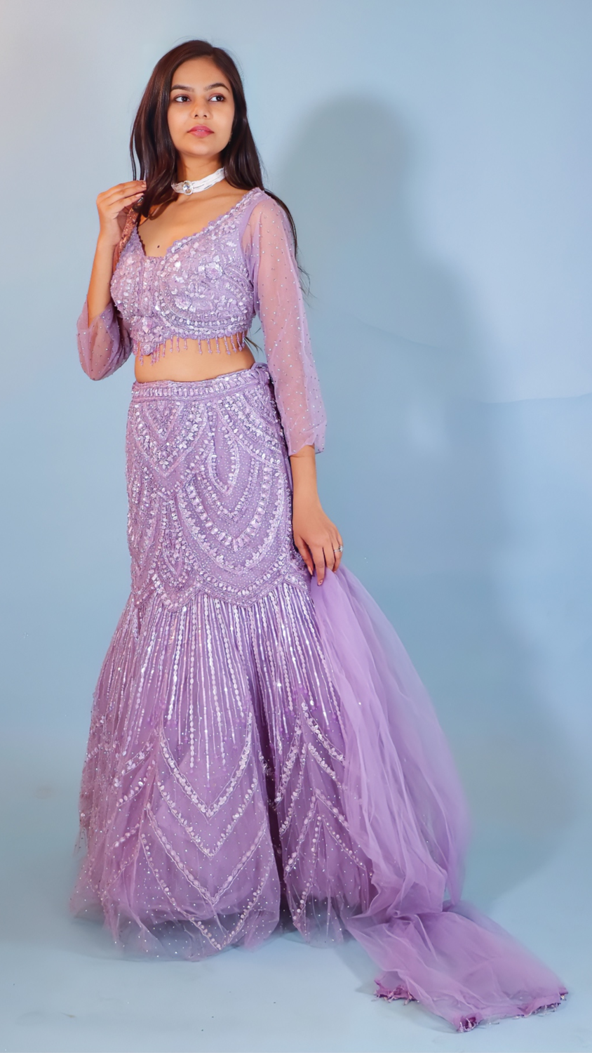 Lilac Dhoti Style Dress with Shrug