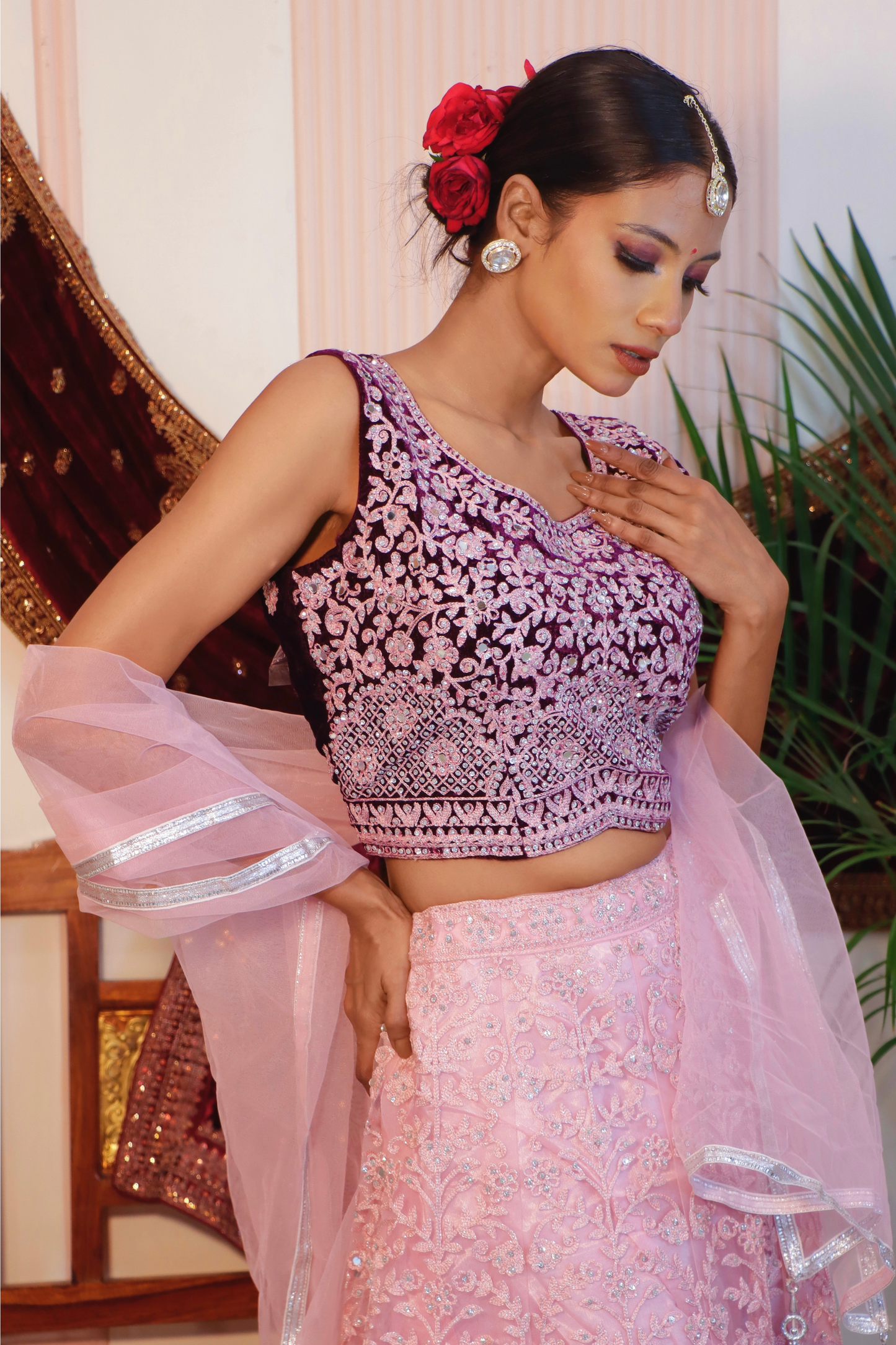 Graceful Pastel Pink and Purple Lehenga