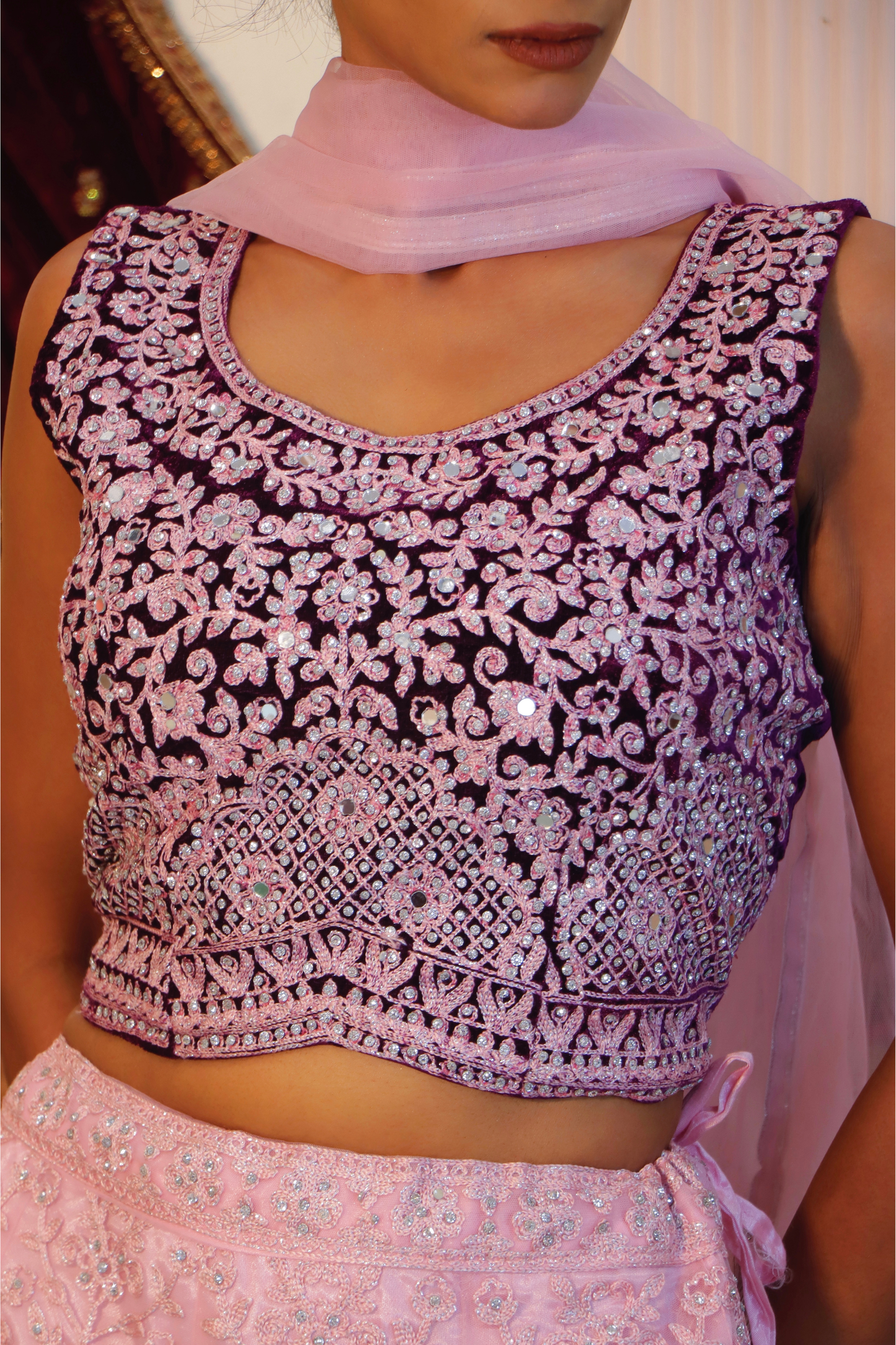 Graceful Pastel Pink and Purple Lehenga