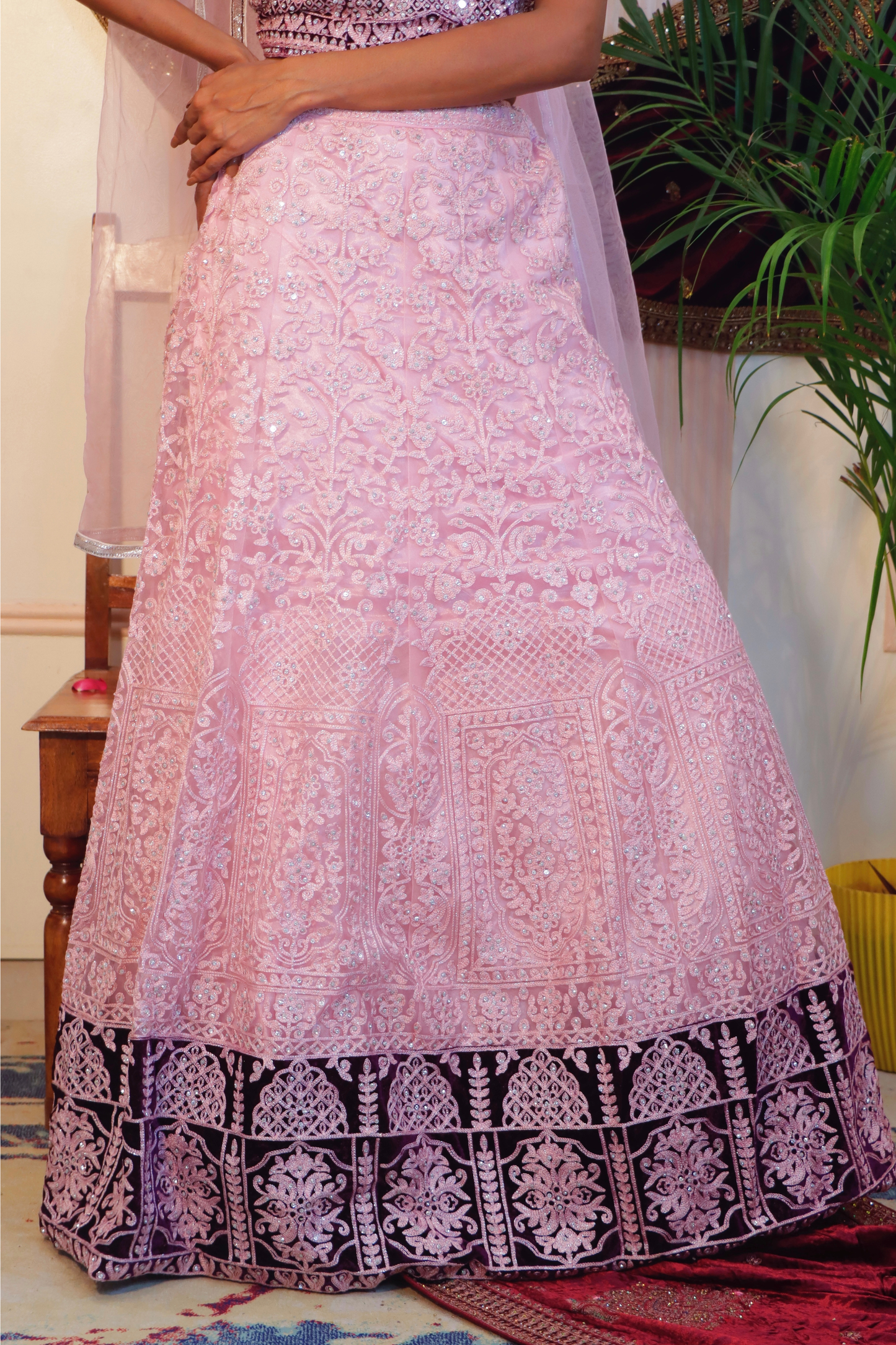 Graceful Pastel Pink and Purple Lehenga