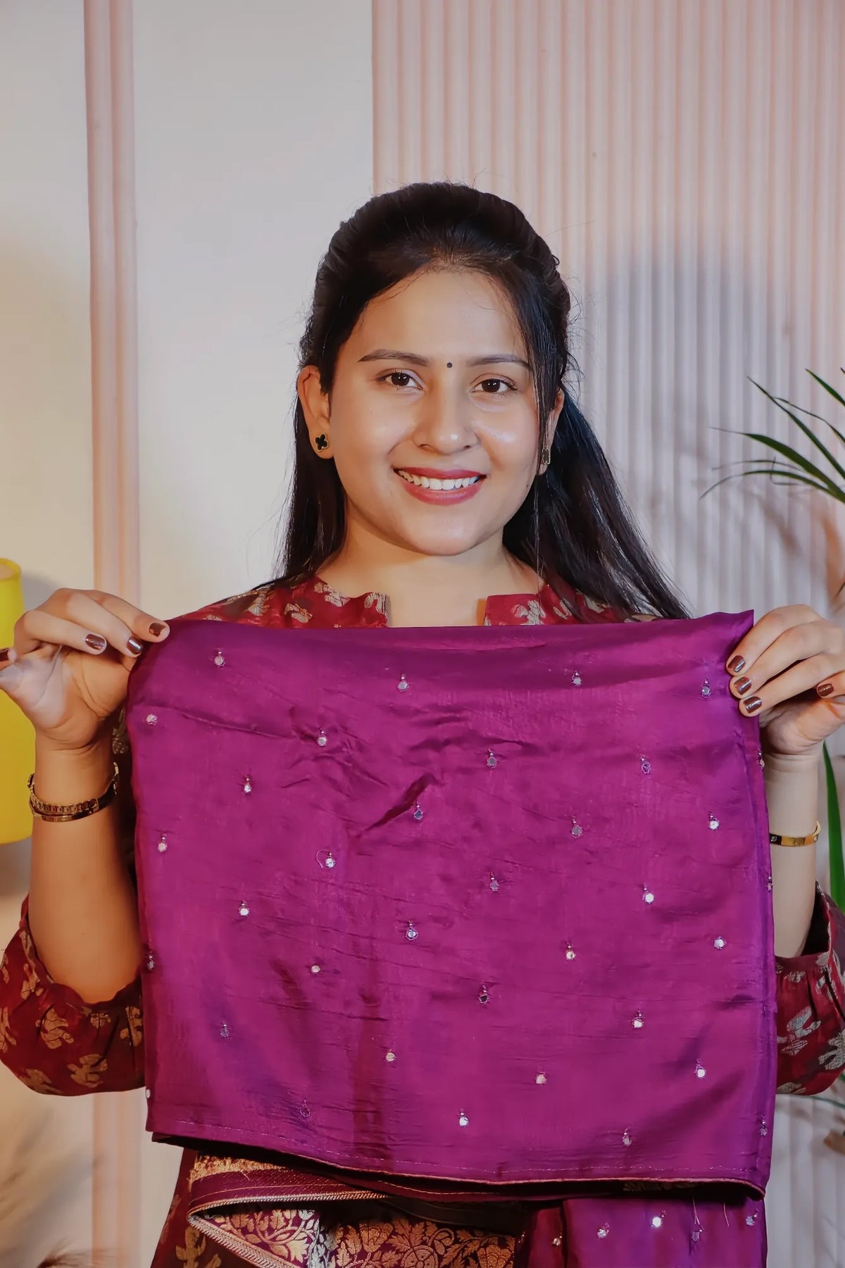 Royal purple silk saree, blouse piece