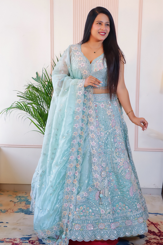 Pastel Mint Green Lehenga