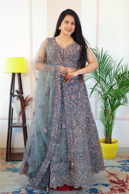 Heena Green Crop Top Lehenga