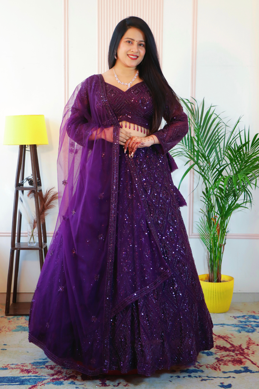 Elegant Lehenga in Wine
