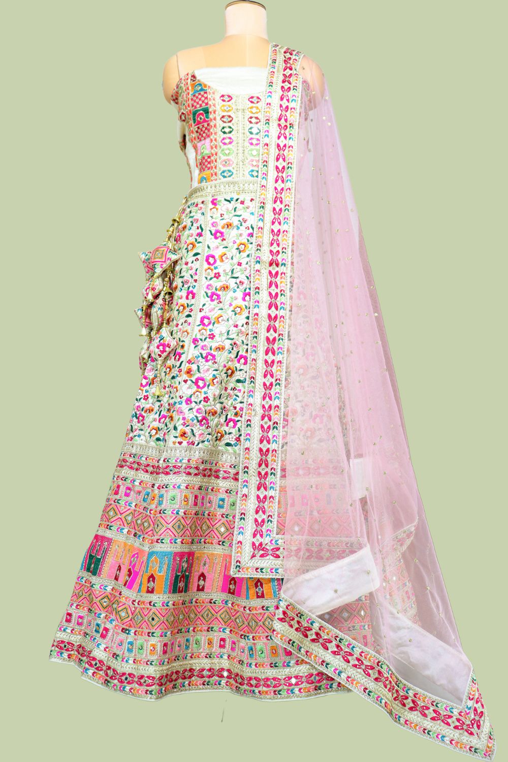 Raw Silk Multi-Color Bridal Lehenga
