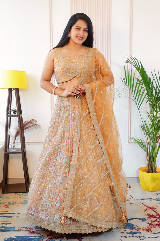 Radiant Burnt Orange Lehenga