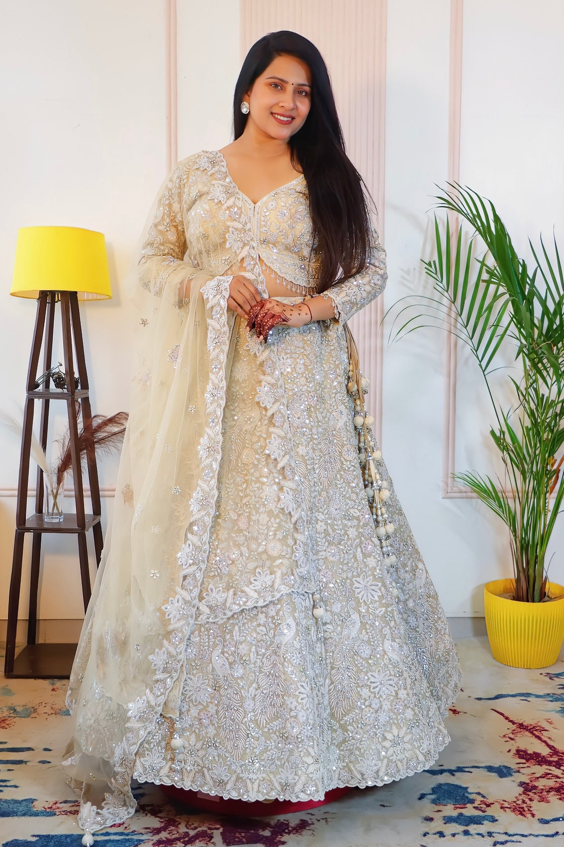 Pastel Pistachio Beige Lehenga Set