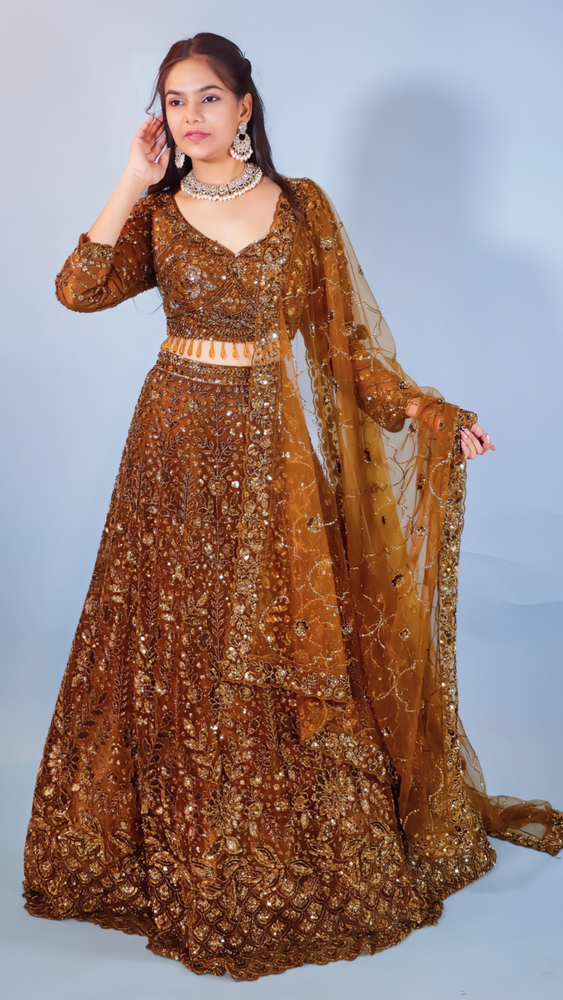 Bronze Net Lehenga