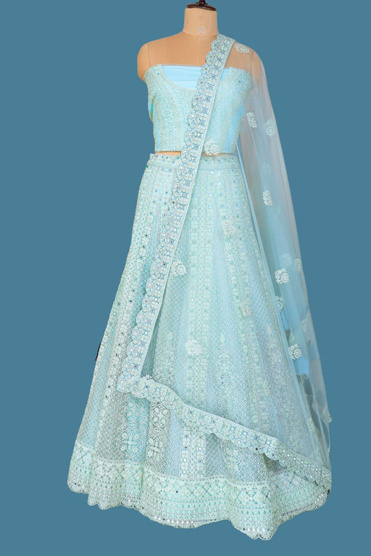 Bridal Lehenga with Mirror & Bead Work