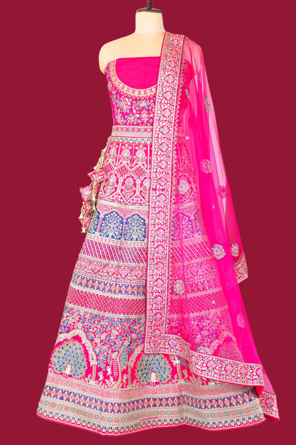 Raw Silk Embroidered Bridal Lehenga