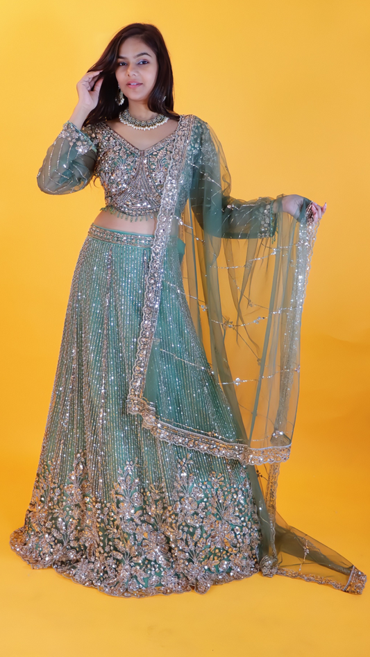 Green Elegant Lehenga